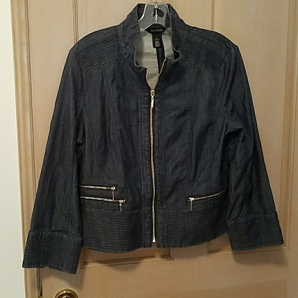 White black denim jacket